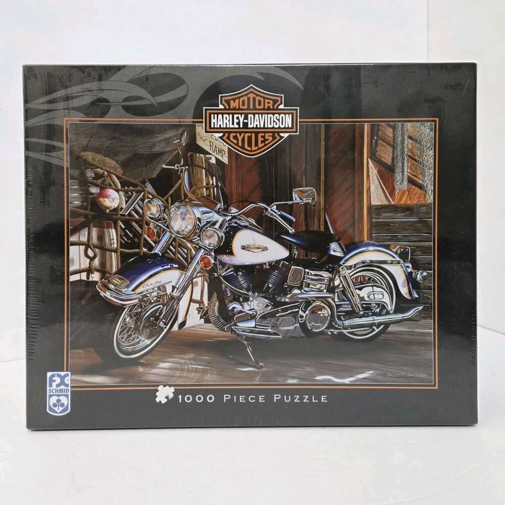 SEALED FX Schmid Harley Davidson 1000pc Puzzle Scott Jacobs - Catch Of The Day